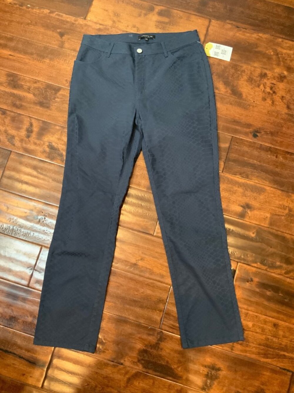 Lafayette 148 New York Dark Blue Embossed Snake Pattern Pants, Size 8